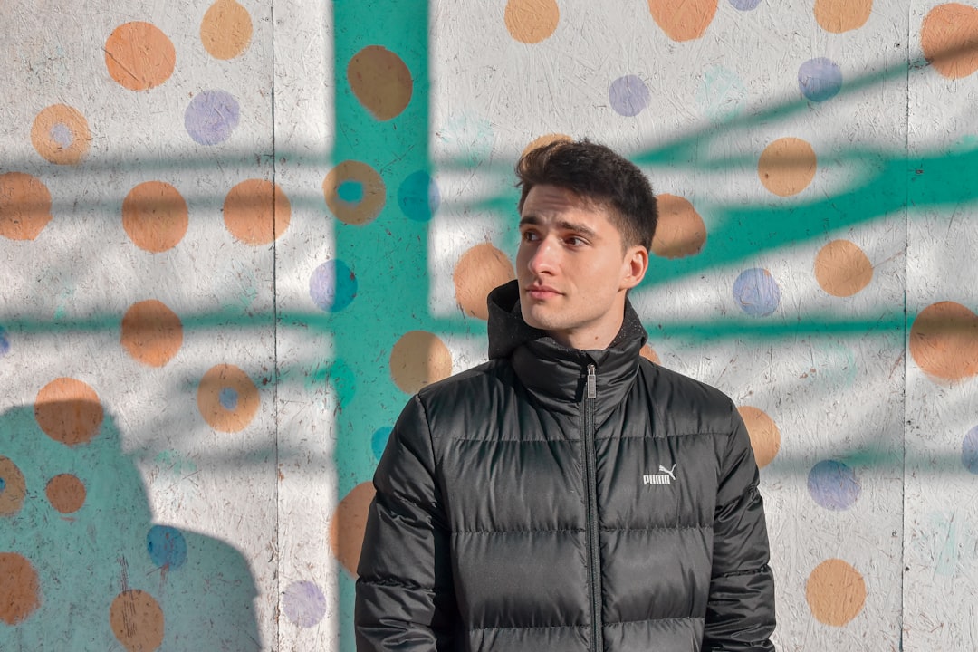 Traveler wearing a packable puffer jacket