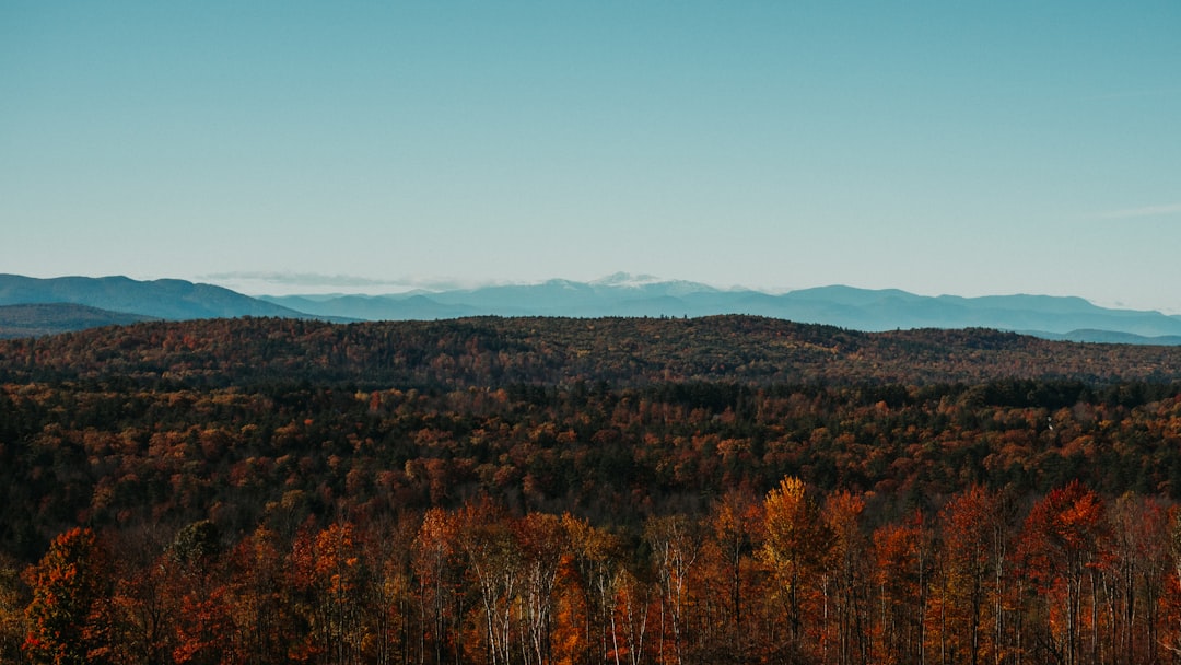 Fall colors sweeping across forested Maine mountains