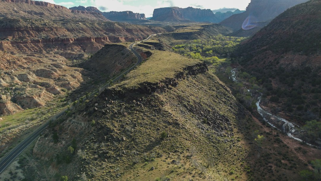 Mountain highway following a river canyon in Idaho