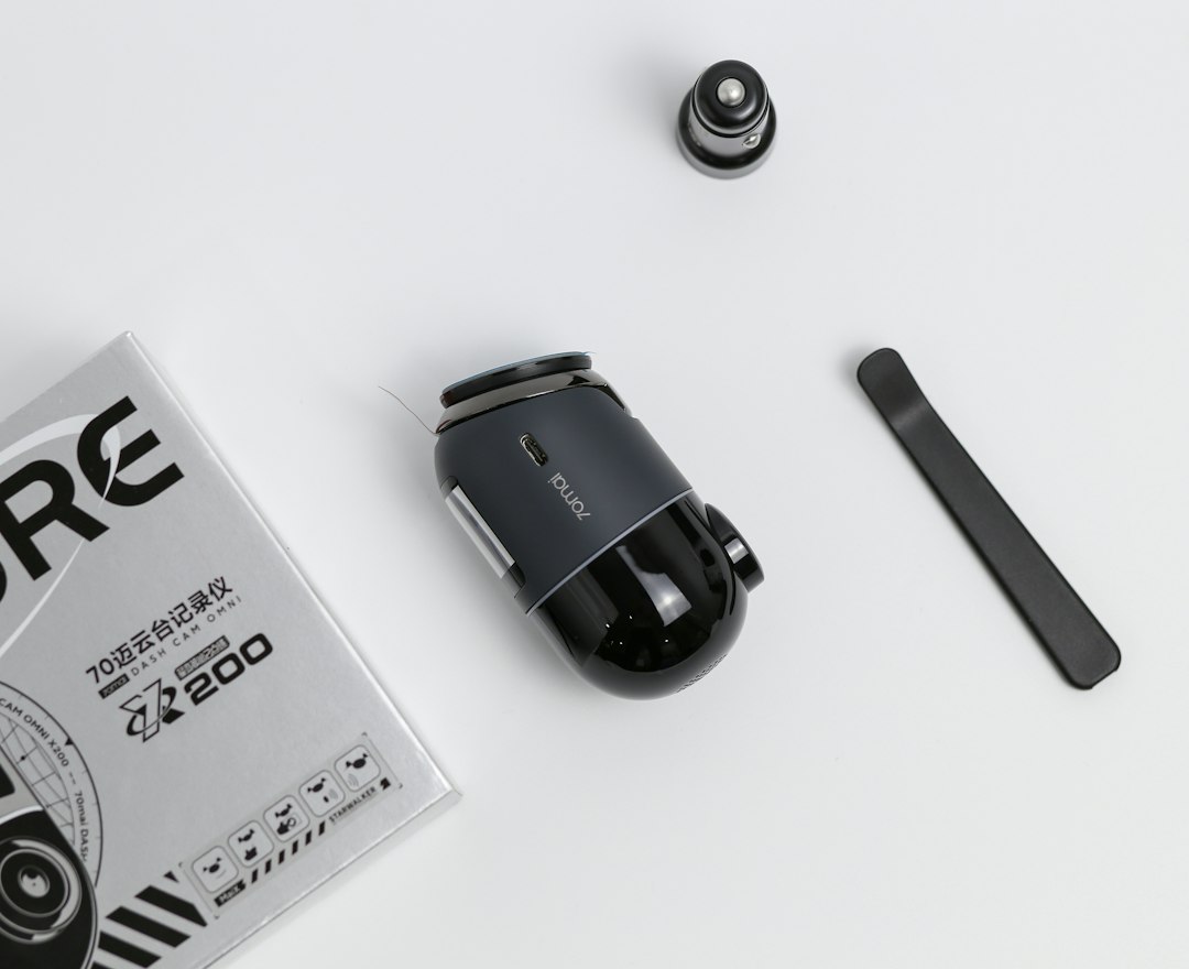 Dash cam mounted on a car windshield