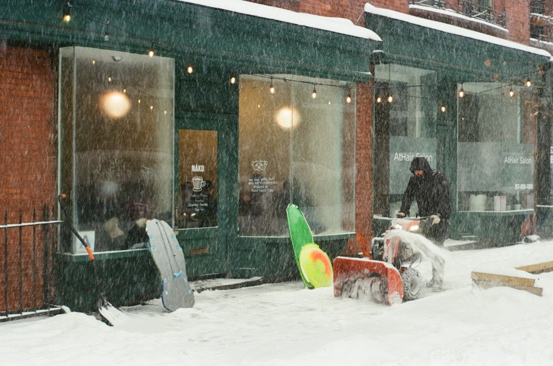 Snow-covered city street after a winter storm