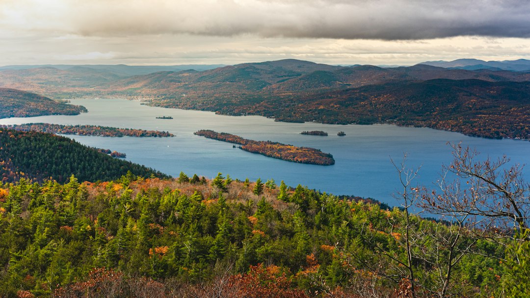 Hudson River valley hills in autumn color
