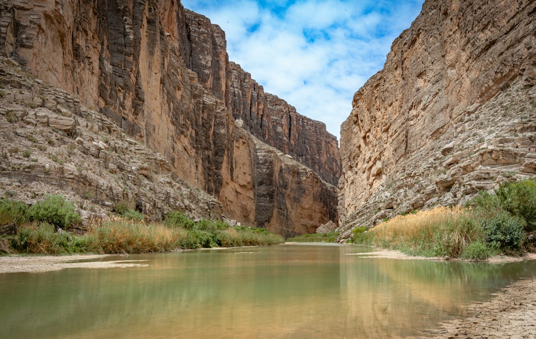 The Rio Grande cutting between sheer canyon cliffs at Big Bend